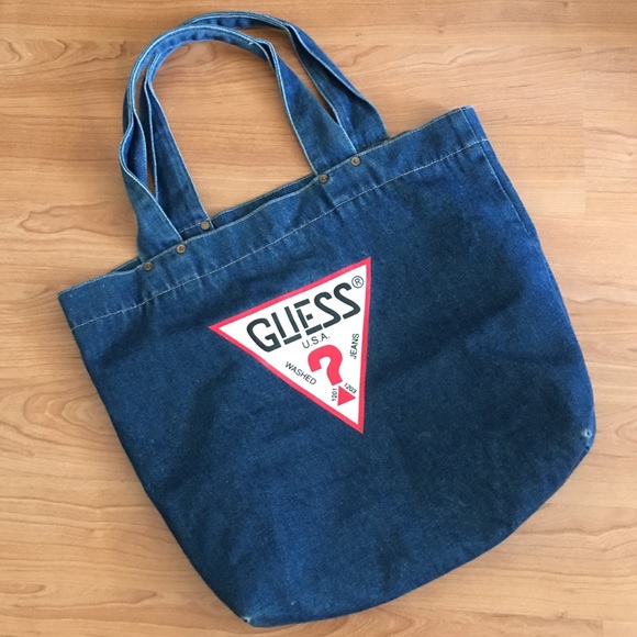 Guess Other - Vintage 90’s Guess heavy denim tote bag tri logo